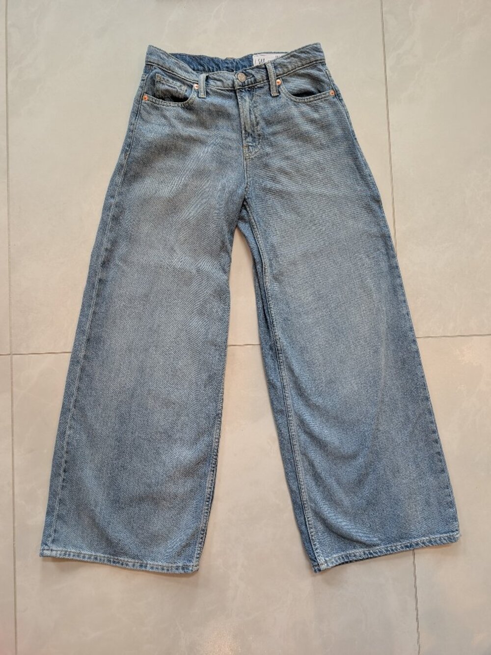 GAP Baggy Mid Rise Jeans Size 25 / 0RS Regular Short Blue